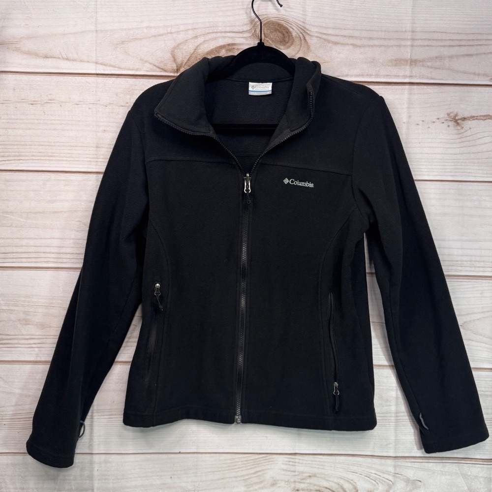 Columbia Womens Black Full Zip Fleece Jacket Interchange Mock Neck Size M